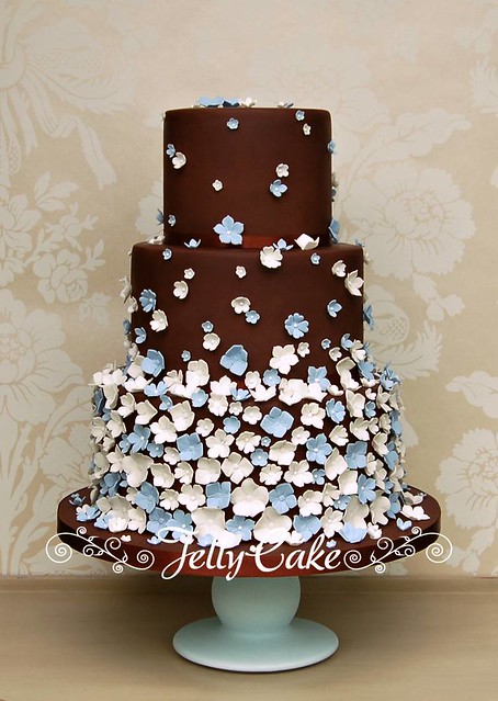 Chocolate and Blossoms Wedding Cake