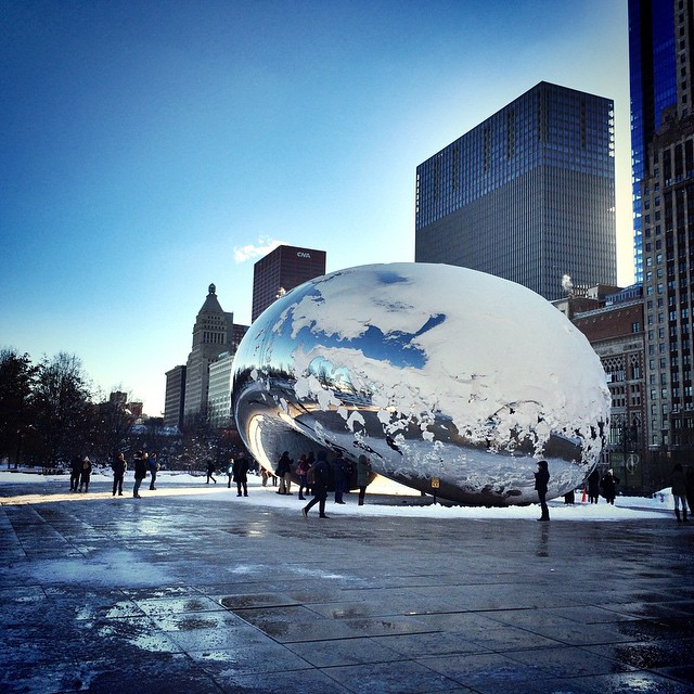 Went for a walk today. #chicago #cloudgate #snow