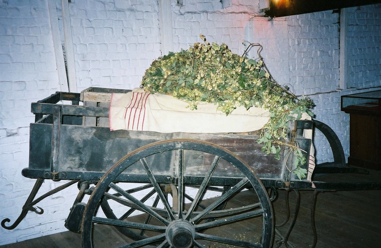 Hops wagon exhibit at Cantillon Brewery, Brussels. My own photo.