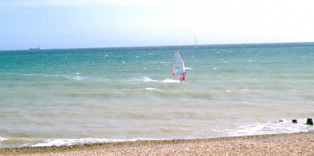Hastings beach windsurfer
