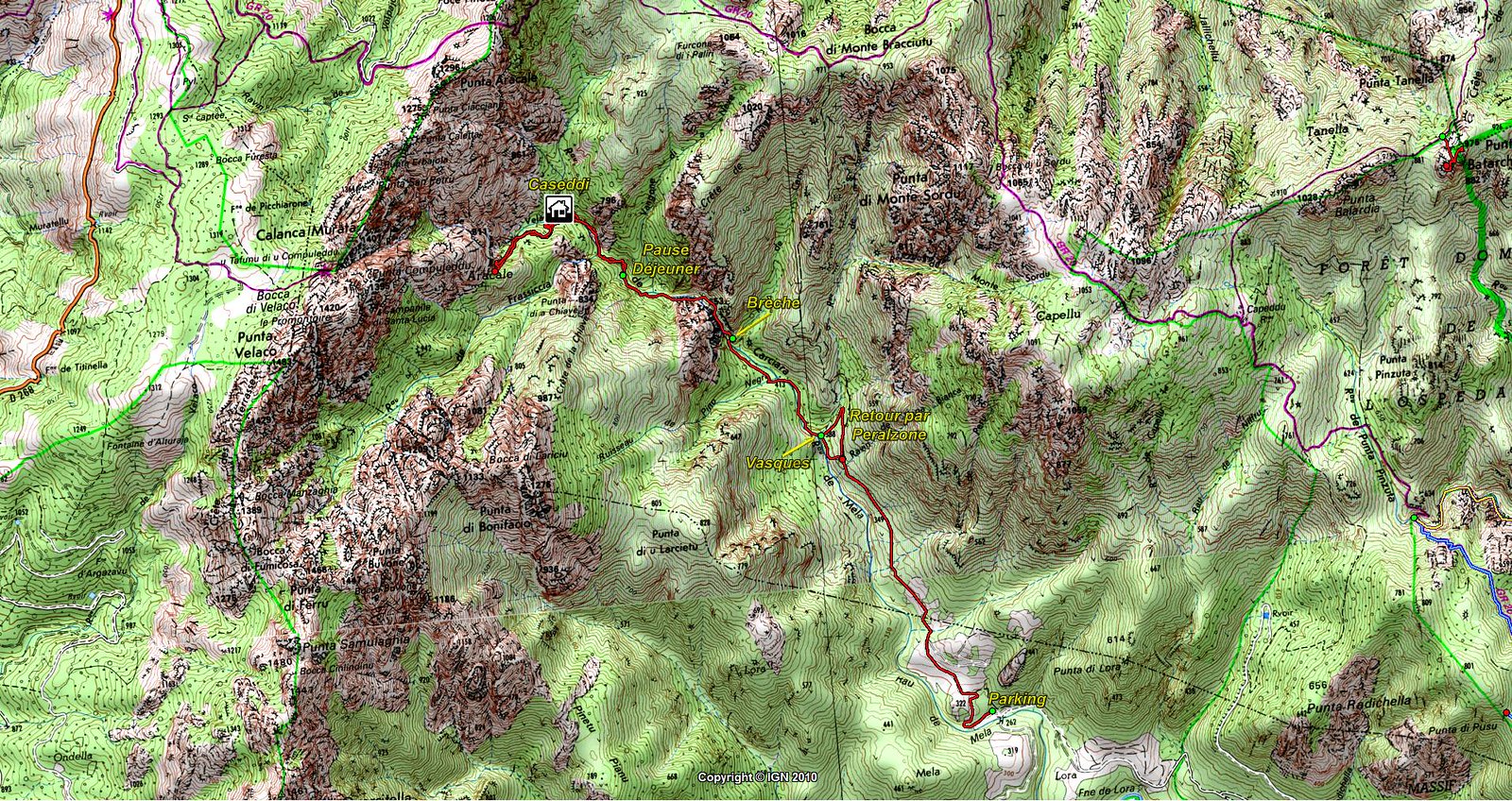 Carte de l'exploration Carciara - Velacu du 14-06-2016