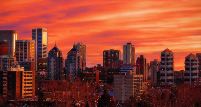 Calgary Skyline & Intense Sunset