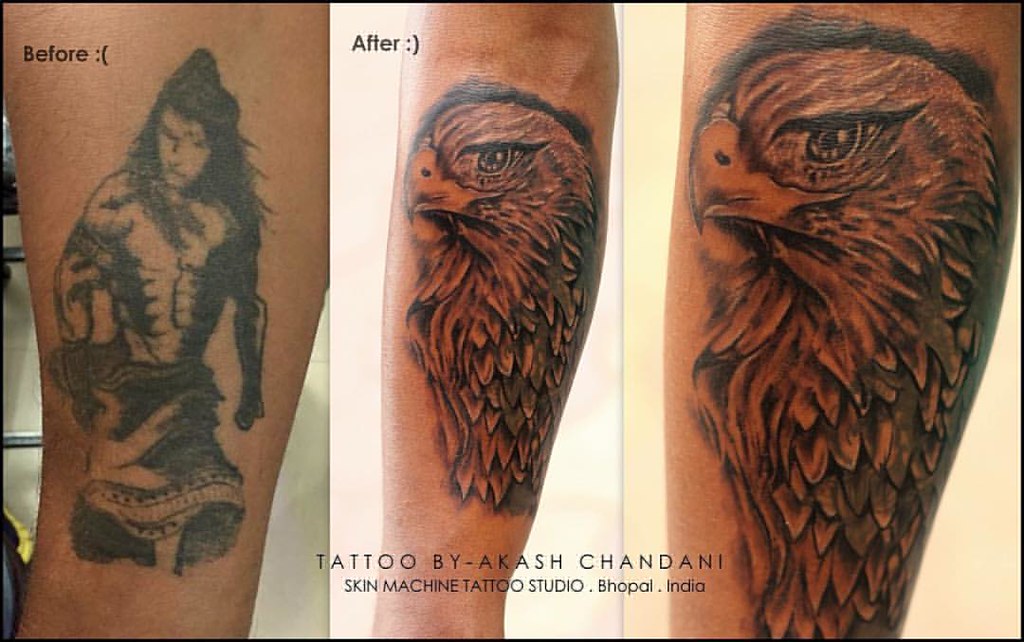 All sizes | Beautifully cover up this old Lord Shiva into Eagle Tattoo by  Akash Chandani Was a big piece to cover ! Except face everything is  freehand. Eagle Tattoo is a