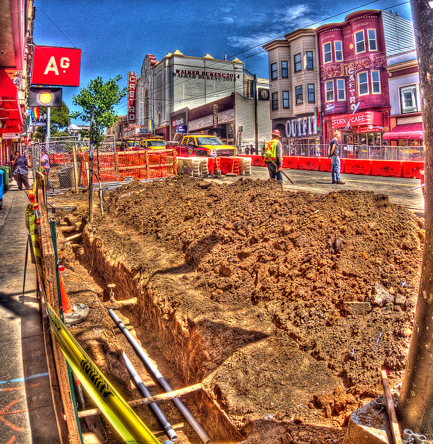 Trenches Expose Part of the Underbelly of Castro Street, HDR Panorama