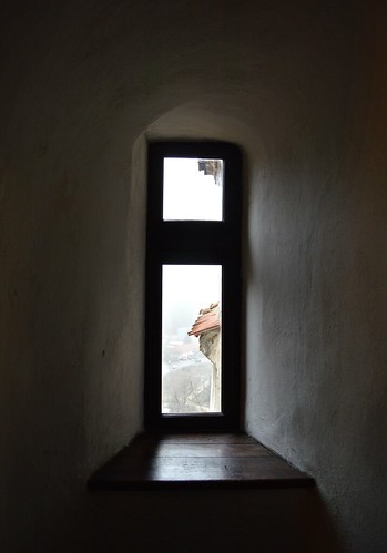 castle window view seat romania transylvania bran