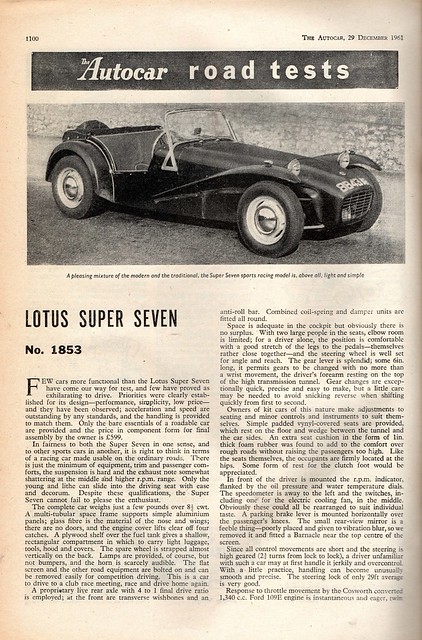 Lotus Super Seven Road Test 1961 (1)