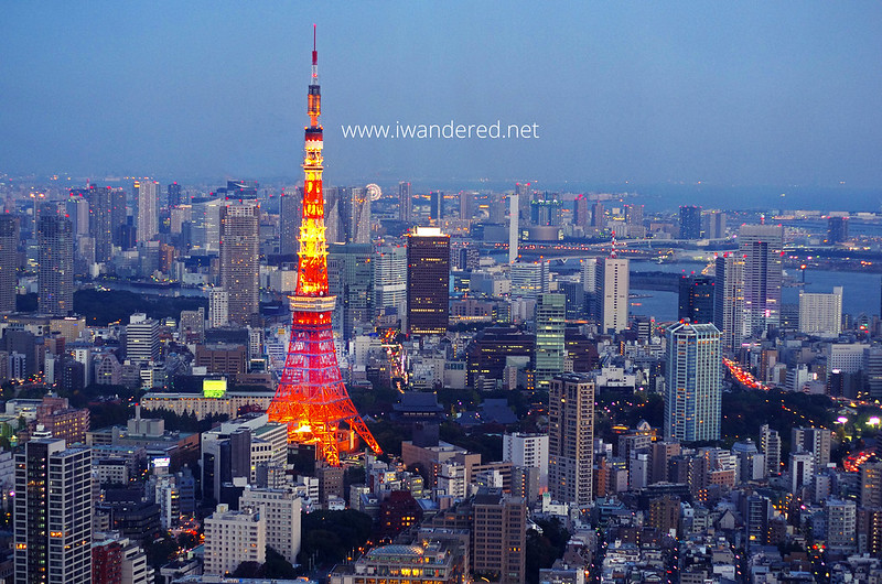 view of tokyo tower from mori tower