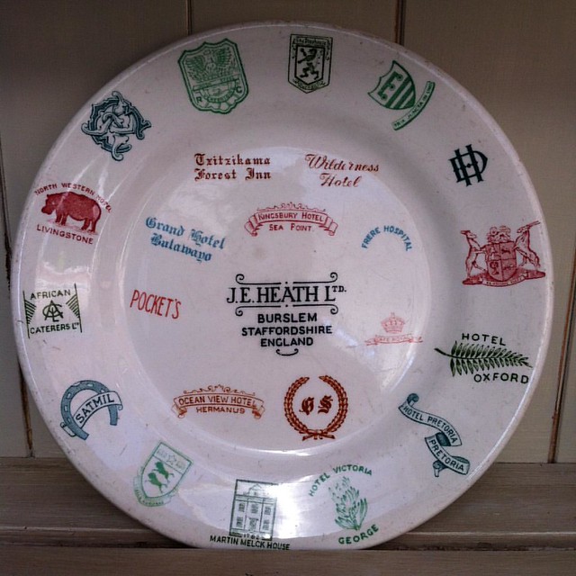 A #burslem #staffordshire #pottery #salesSample plate with #southernAfrican clients - very special