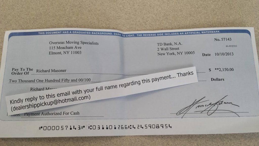 Fake Check | My fake $2100 cashier's check Long time followe… | Flickr