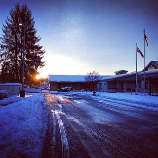 Beautiful sunrise while I was shovelling snow at school this morning.