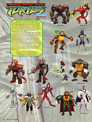LEE'S TOY REVIEW #xx, pg. 36 / "TOY FAIR 2004" , 'TMNT - 2k3 Peek'  (( March 2004 )) by tOkKa