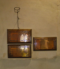 hour glass stand and memorial plaques