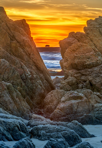 california sunset beach golf pebble hdr