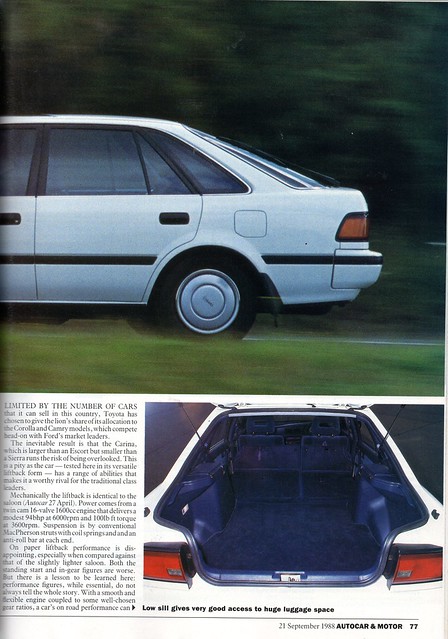 Toyota Carina II 1.6 GL LIftback Road Test 1988 (2)