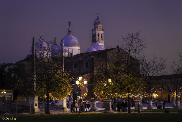 Padova - Prato della Valle - St. Giustina Church after sunset