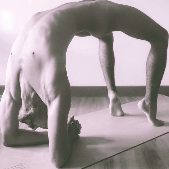 Naked yoga male