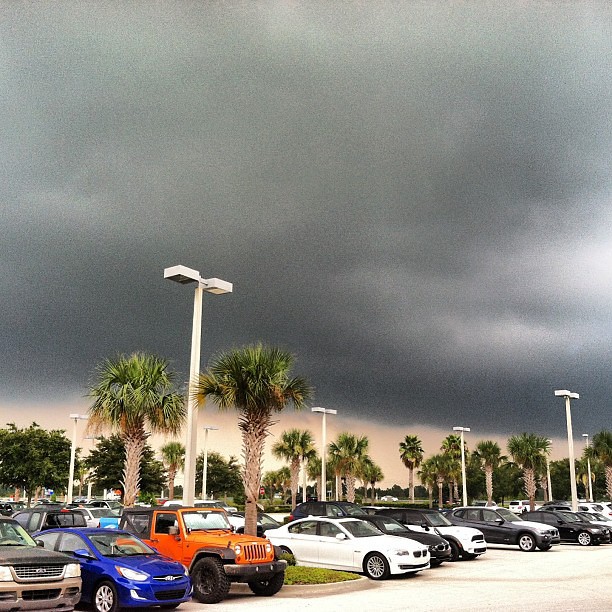 It's about to downpour over here in Daytona #daytona #automall #fields #fieldsbmw #bmw #rain - Photo From: kahhhhsee http://bit.ly/13fxiuk on Instagram