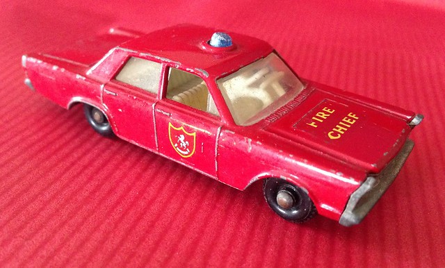 Matchbox Lesney Ford Galaxie Fire Chief Car - Die Cast Metal Miniature Scale Model Emergency Services Vehicle