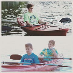 Boys enjoying the lake #donnelly #lakecascade #kyaking #canoeing