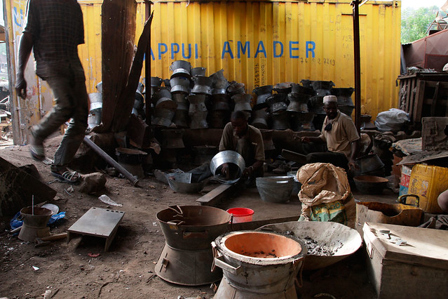 Blacksmiths making improved cookstoves in Bamako