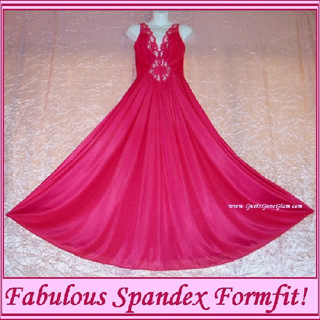 Vintage Adonna Nightgown in an Olga Copycat Style Raspberry Fuchsia Pink formfit Gown!