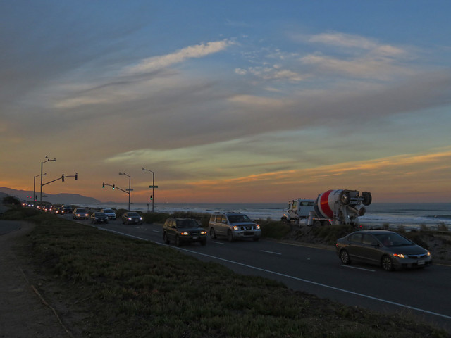 Cement Truck on Great Highway; The Sunset, San Francisco; January 24, 2015