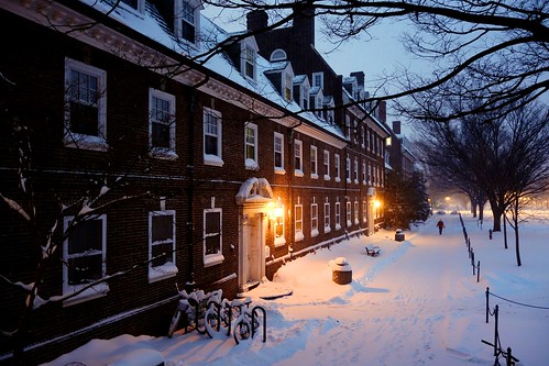 UD's Harter Hall in Snow Storm