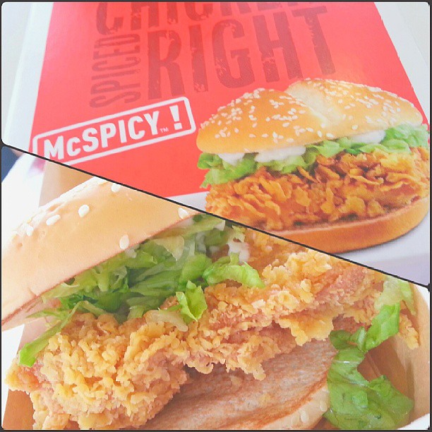 Buurp! Pig-out day for me... tryin the Mc NOT.SO.SPICY Chicken Burger.. numnum... pero murag was expecting it to be more spicy... #RatedPG #PatayGutom #chubbycheeks