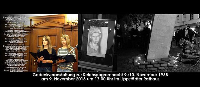 Gedenkveranstaltung zur Reichspogromnacht 9./10. November 1938 am 9. November 2013 um 17.00 Uhr im Lippstädter Rathaus