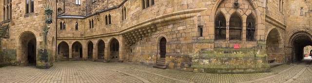 Alnwick Castle courtyard panorama