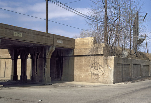 CTA viaduct and embankment wall, Evanston