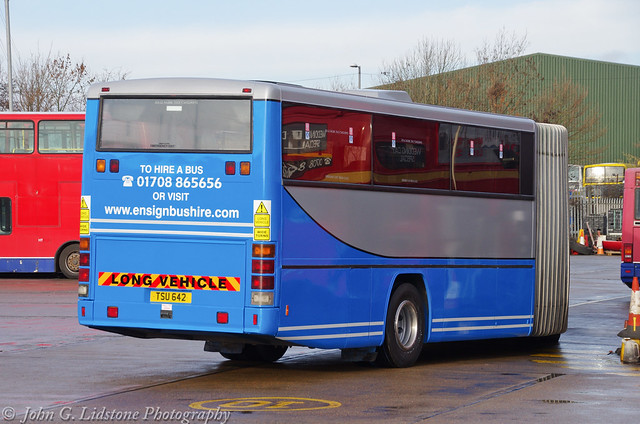 1  Ensignbus articulated Volvo B10MA-55 / Plaxton Premiere Interurban C71F TSU 642, new as Stagecoach 51063 (P563 MSX)