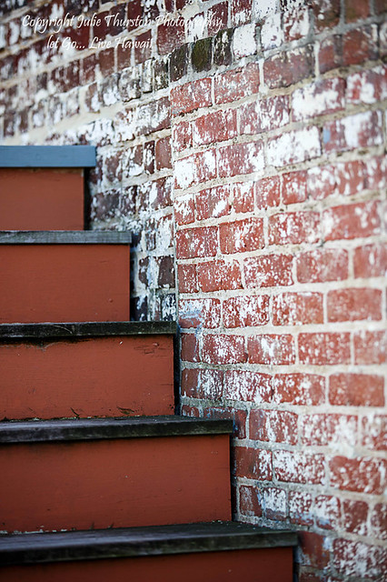 Stairs leading up Next to Original Old Annapolis, Maryland Brick Wall