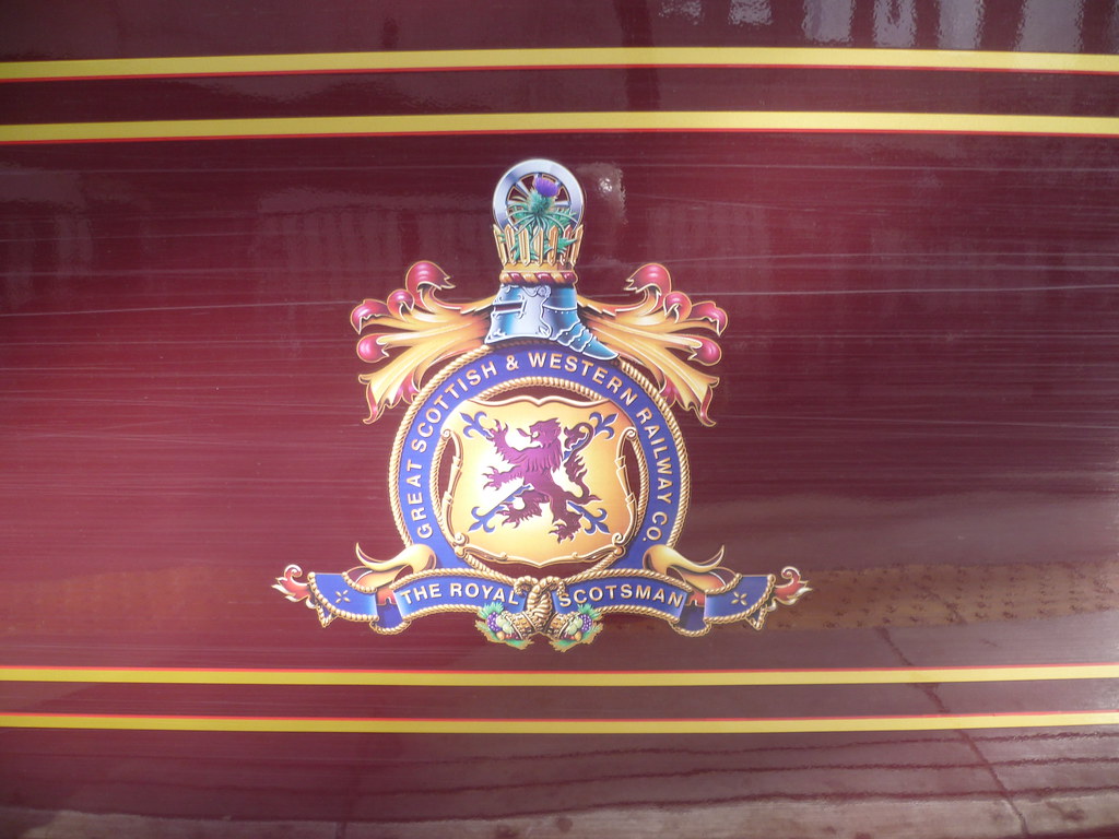 Coat of arms on the Belmond  Royal Scotsman rolling stock.
