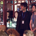 Waiting in the wings: Neil Gaiman and Craig Silvey get ready to get on stage for Literary Death Match | 