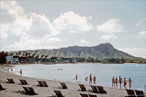 1950s waikiki hawaii beach slide waikikitavern
