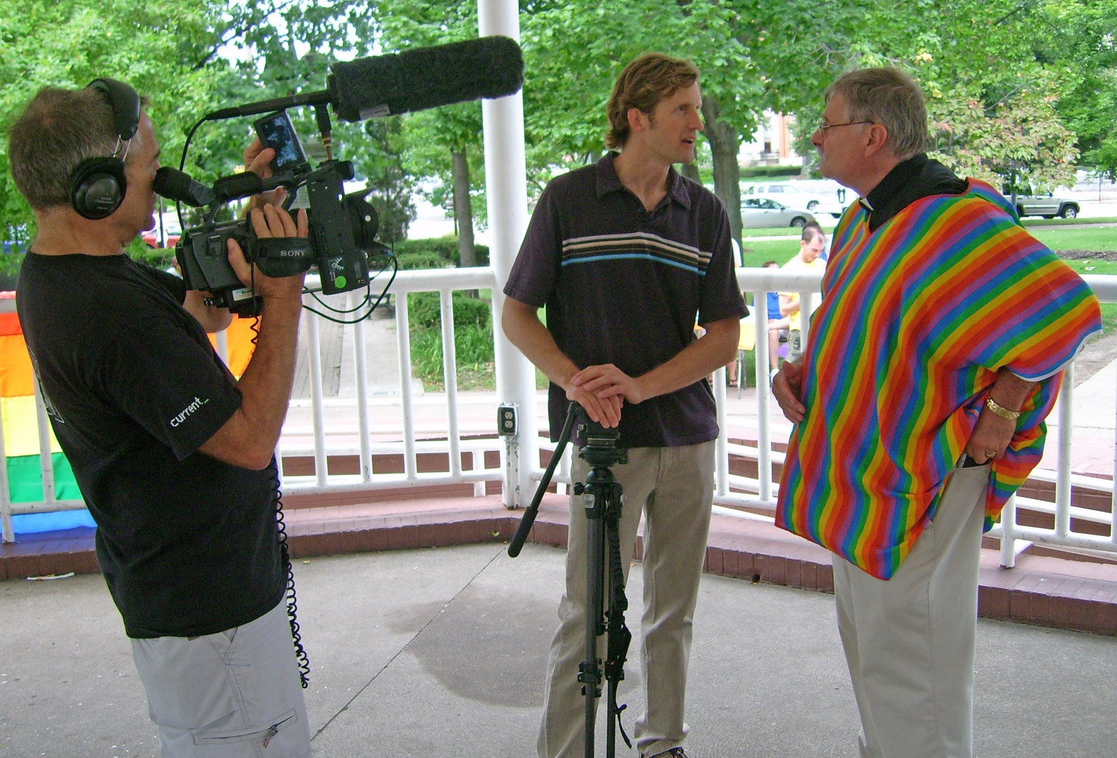 Rev Steve Aschmann at 2007 Pride, with filmmakers Dean Hamer and Joe Wilson (Kumu Hina, Out in the Silence)