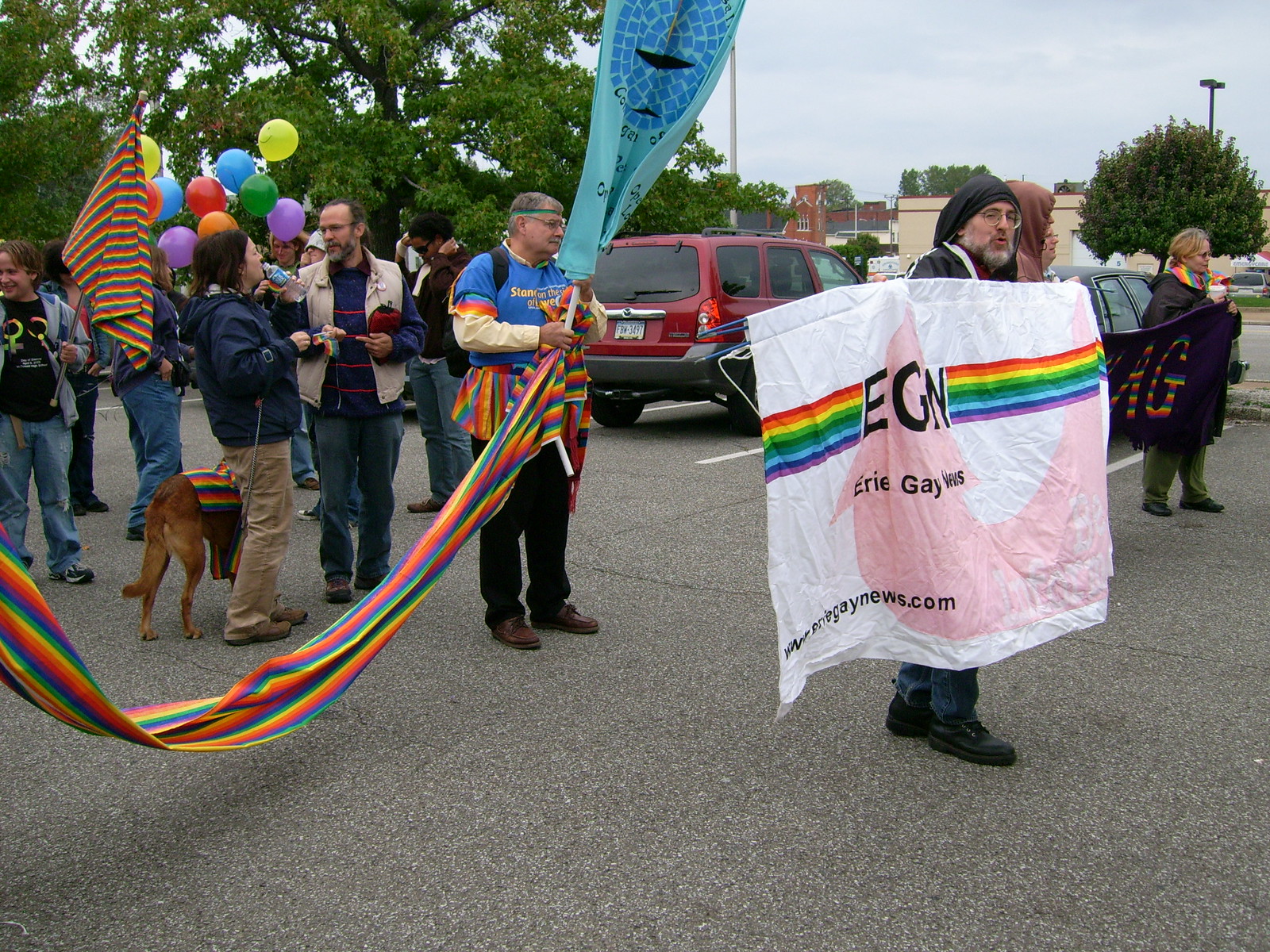 Erie Gay News, PFLAG, and Unitarian-Universalist banners