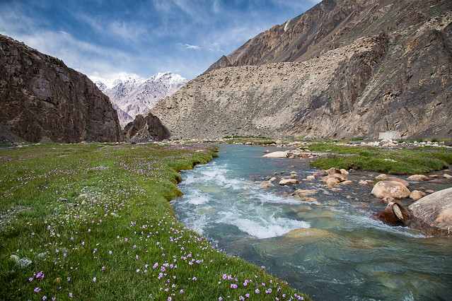Murgab river tributary in Tajikistan