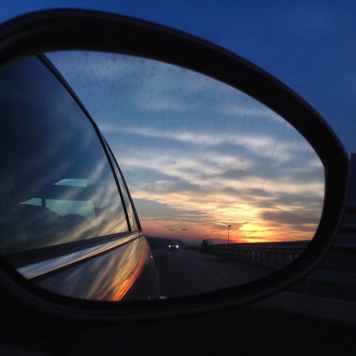 highway sunset by Andrew Acey, road trip travel sunset car square mirror highway fiat squareformat 500 iphoneography instagramapp u