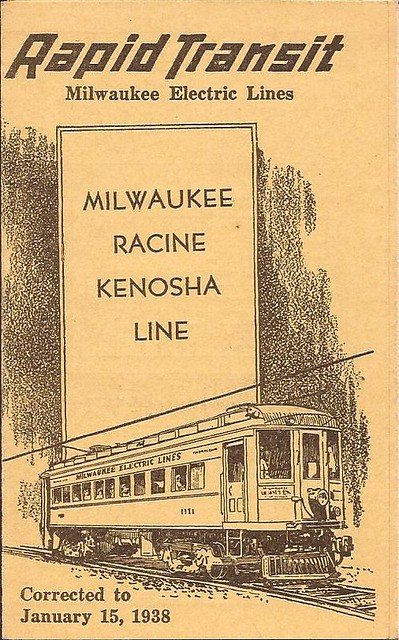 Milwaukee Electric Lines Kenosha Line Timetable - June 16, 1936 (Corrected to January 15, 1938)