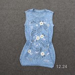 141224-19 （） 毛线针织绣花背心裙 S M L XL 蓝色 卡其色 浅黄色 M码胸100长88  (1)