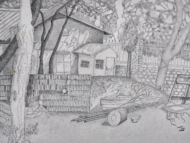 Landscape stippling drawing Draw by MOHIT KUMAR RAO 2016