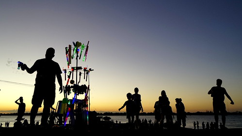 LIGHTSANDBUBBLES by Fabio Petry,                                blue sunset orange silhouette workers portoalegre gasômetro