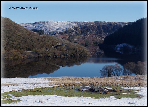 winter lake snow water reflections landscape countryside scenery reservoir hills valley elan powys penygarreg