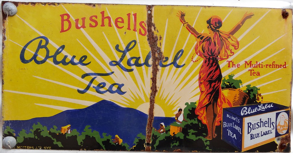 Bushells Blue Label enamel tea sign