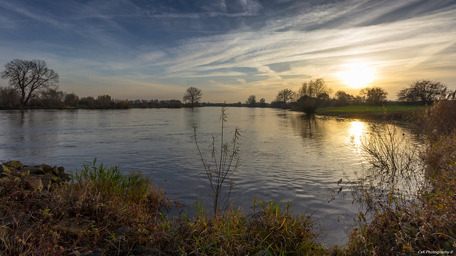 Ijssel River at sunset, Netherlands