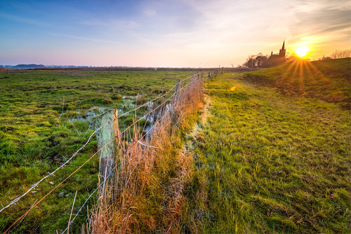 Sunset at the border to Halbinsel Fahrenbrink by Kretzsche93, The first cold days in northern germany this winter 2014/2015 are finally there. In the shadow it st