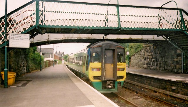 Central Trains 158855 on the rear of a service headed for Birmingham New Street via Shrewsbury  circa 2000