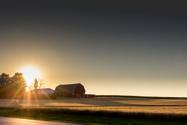 The Sunset over a Barn
